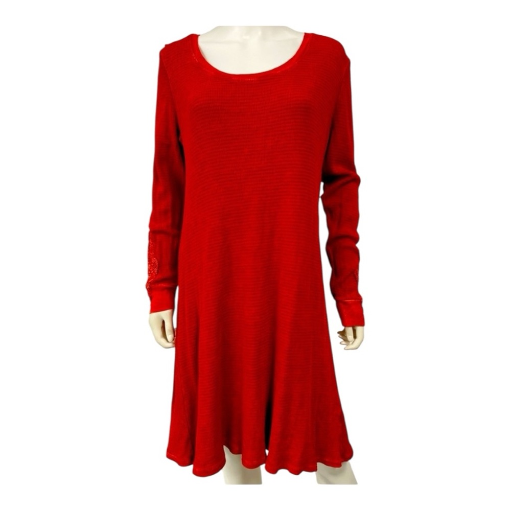 American Able casual thermal red western play long sleeve t shirt dress - Picture 2 of 10